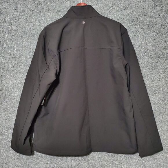 NEW Swiss Tech Softshell Jacket Mens Large Rich Black Full Zip Water Resistant - Picture 3 of 11